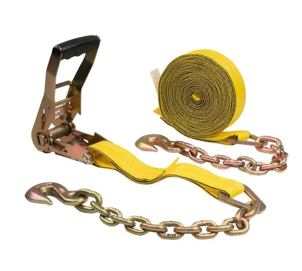 4"X30' RACHET STRAP SET WITH CHAIN ANCHOR