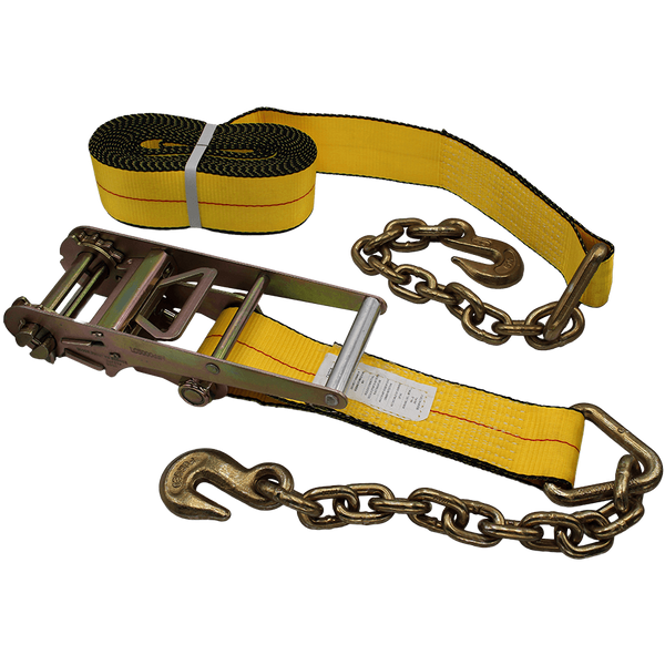 4″ X 30′ RATCHET STRAP WITH CHAIN END